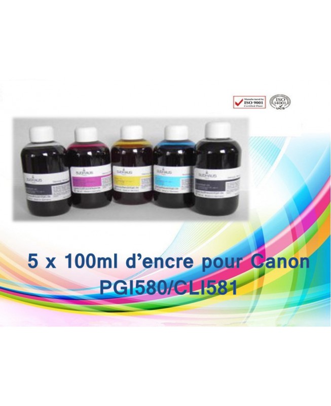 Refill Ink Printer Pack de 5 bouteilles d'encre compatible CANON